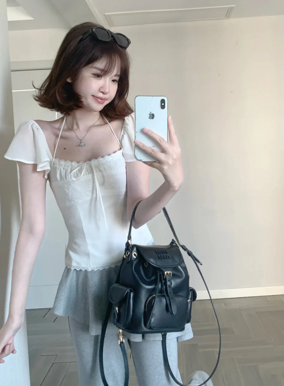 Рюкзак Miu Miu из канваса и кожи — маленький, черный — Outfit Sharing