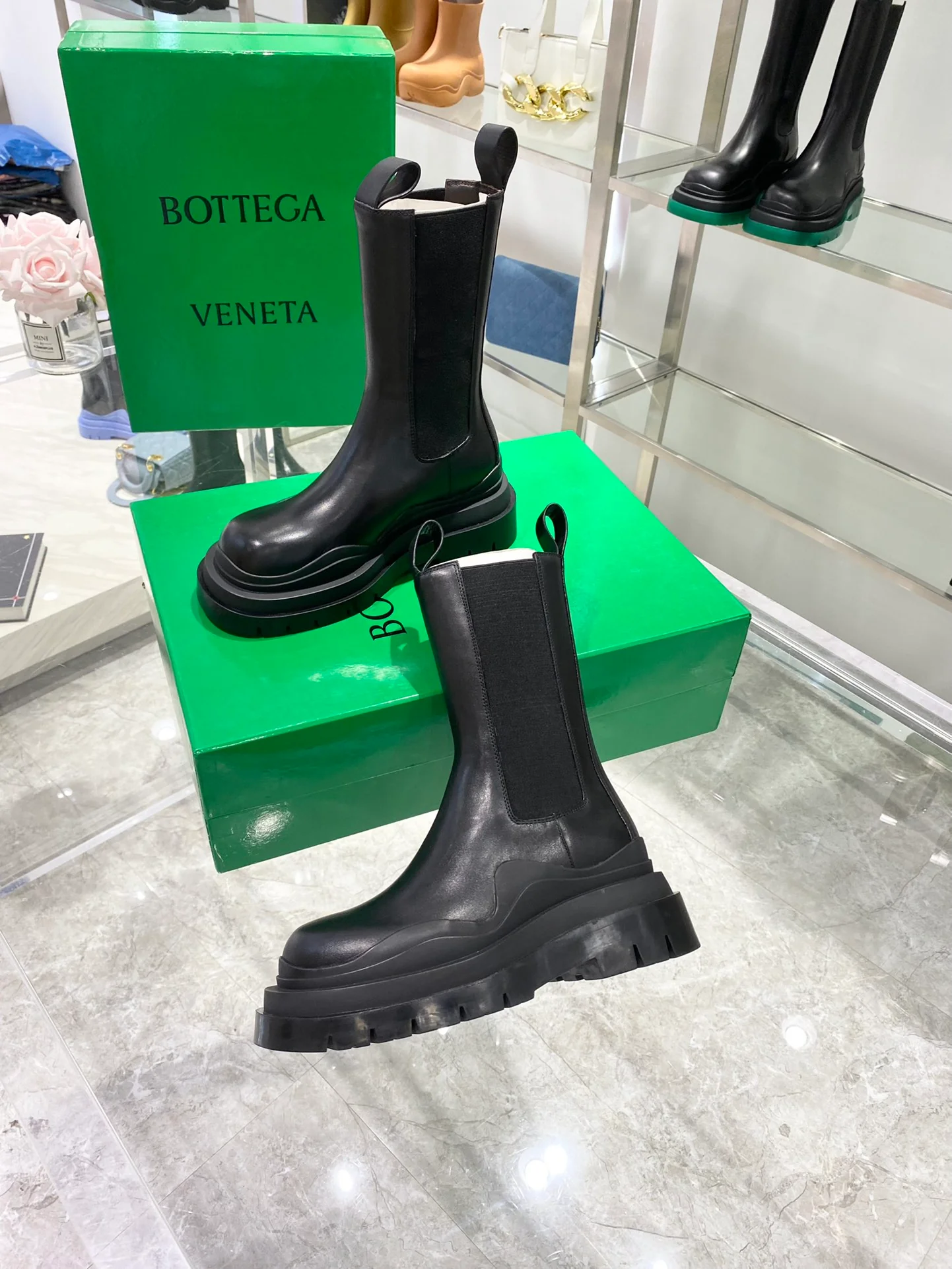 Сапоги BV до середины икры - черные