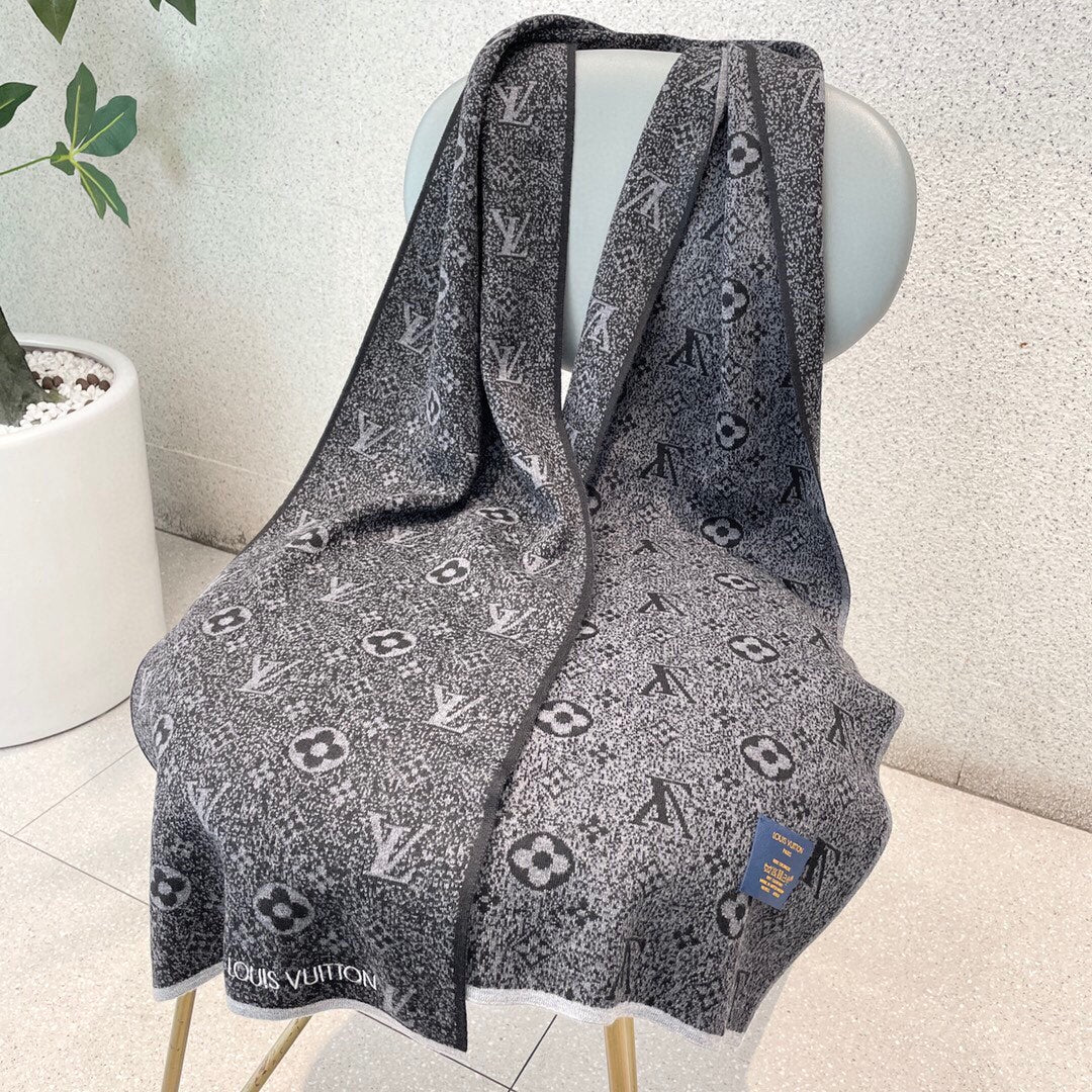 LV - Высокий кашемировый шарф - 180 см - 32 см - 100% - Импортный вязаный кашемир