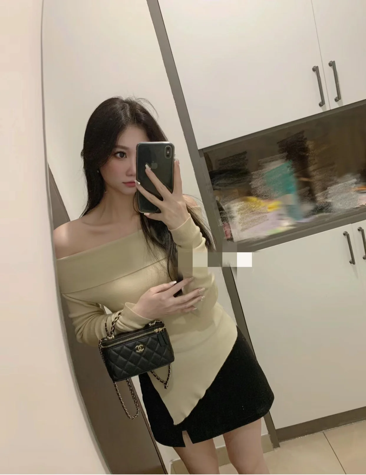 Chanel - Длинная сумка-коробка - Черная