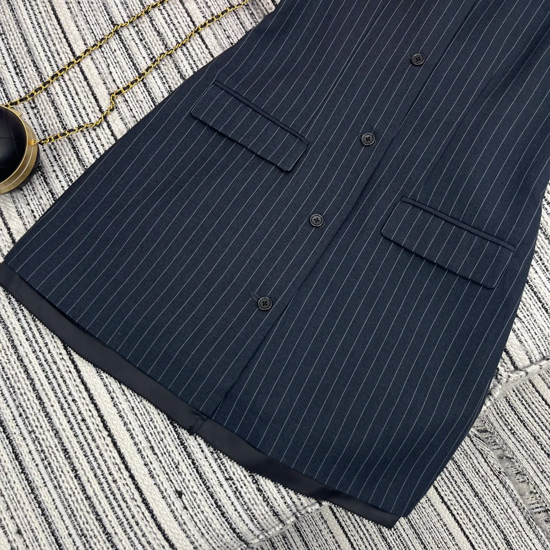 Miu Miu - 2404 - Новый комплект из двух частей: полосатый жилет и платье - Черный