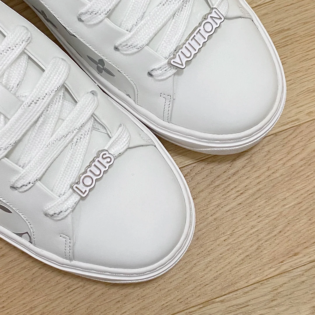 Обувь LV - LV Time Out - белые кроссовки на платформе - серебристые