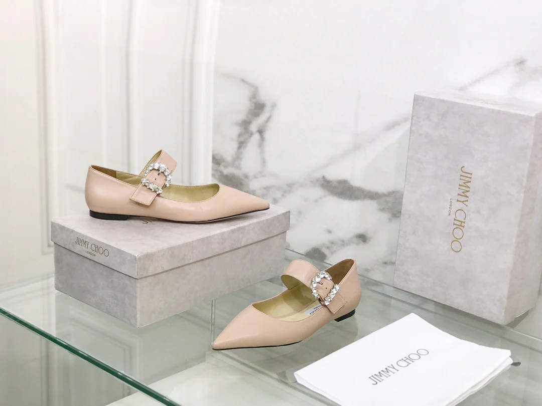 Балетки Jimmy с пряжкой и стразами, с острым носком