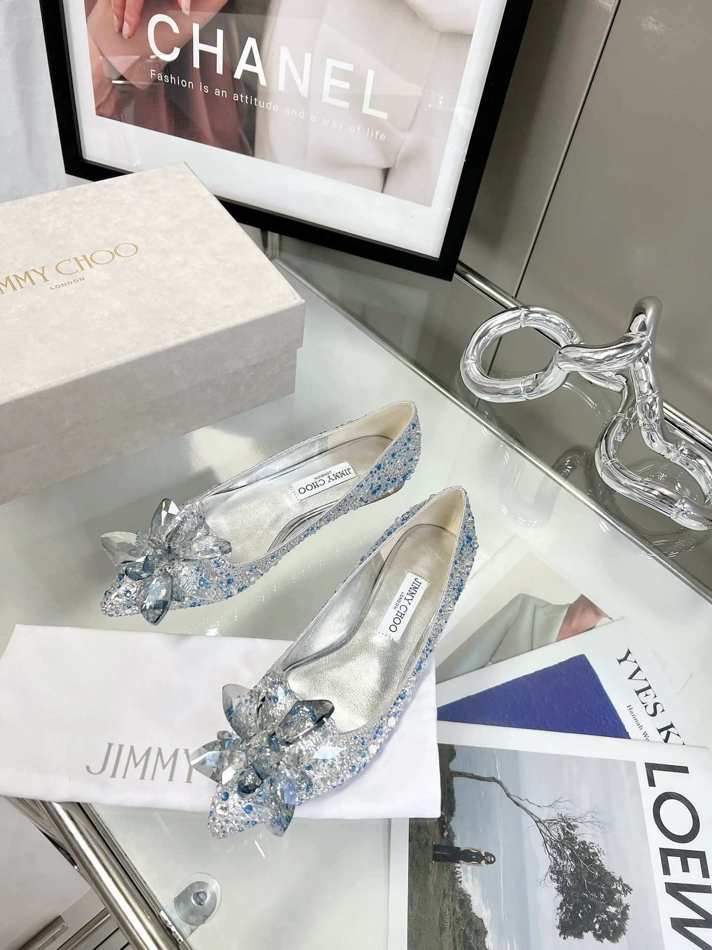 Свадебные туфли Jimmy Crystal - балетки - серебристо-серые