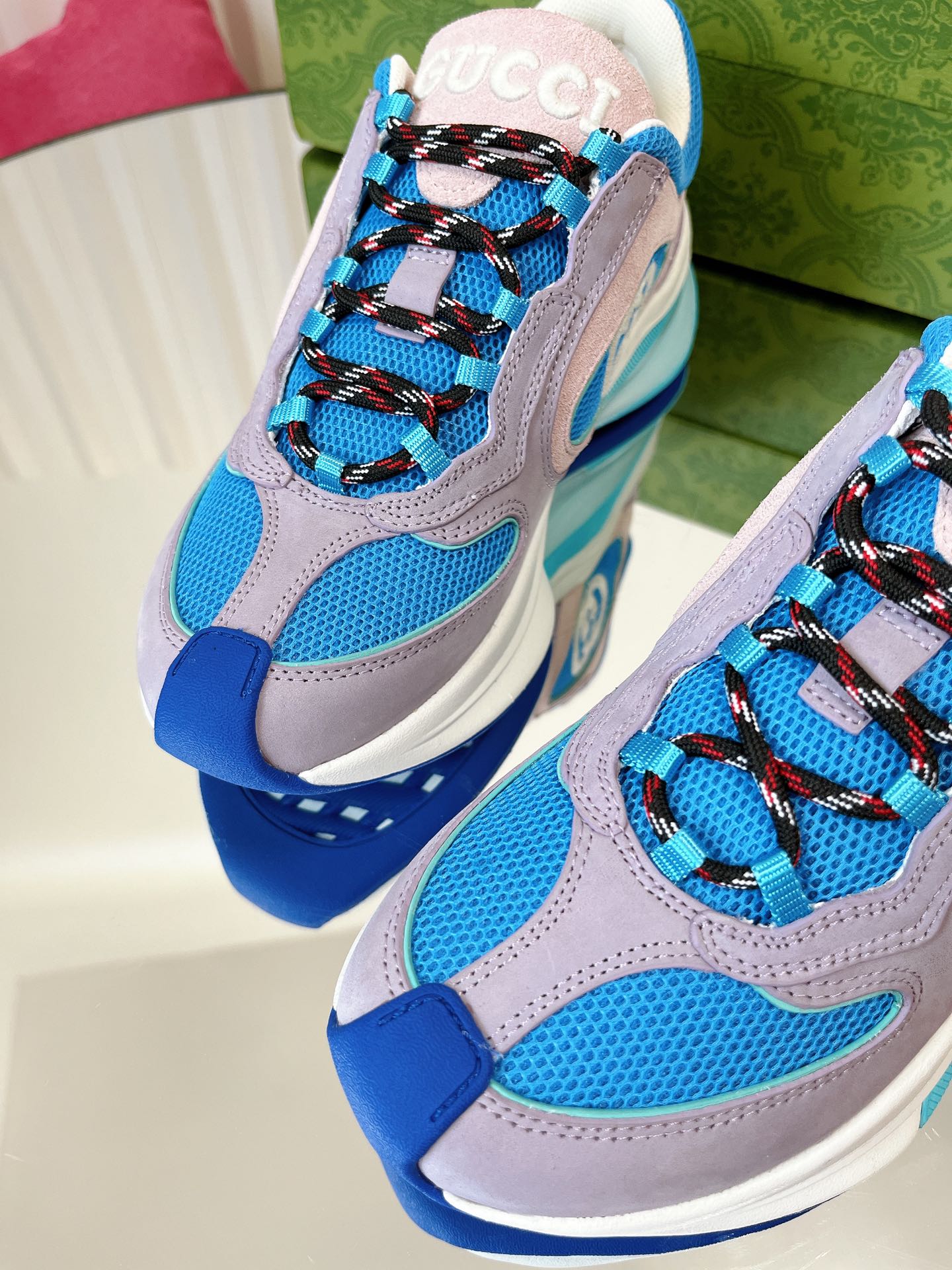 Новинка Gucci 2023 года - Серия Run - Кроссовки - Синие - Унисекс