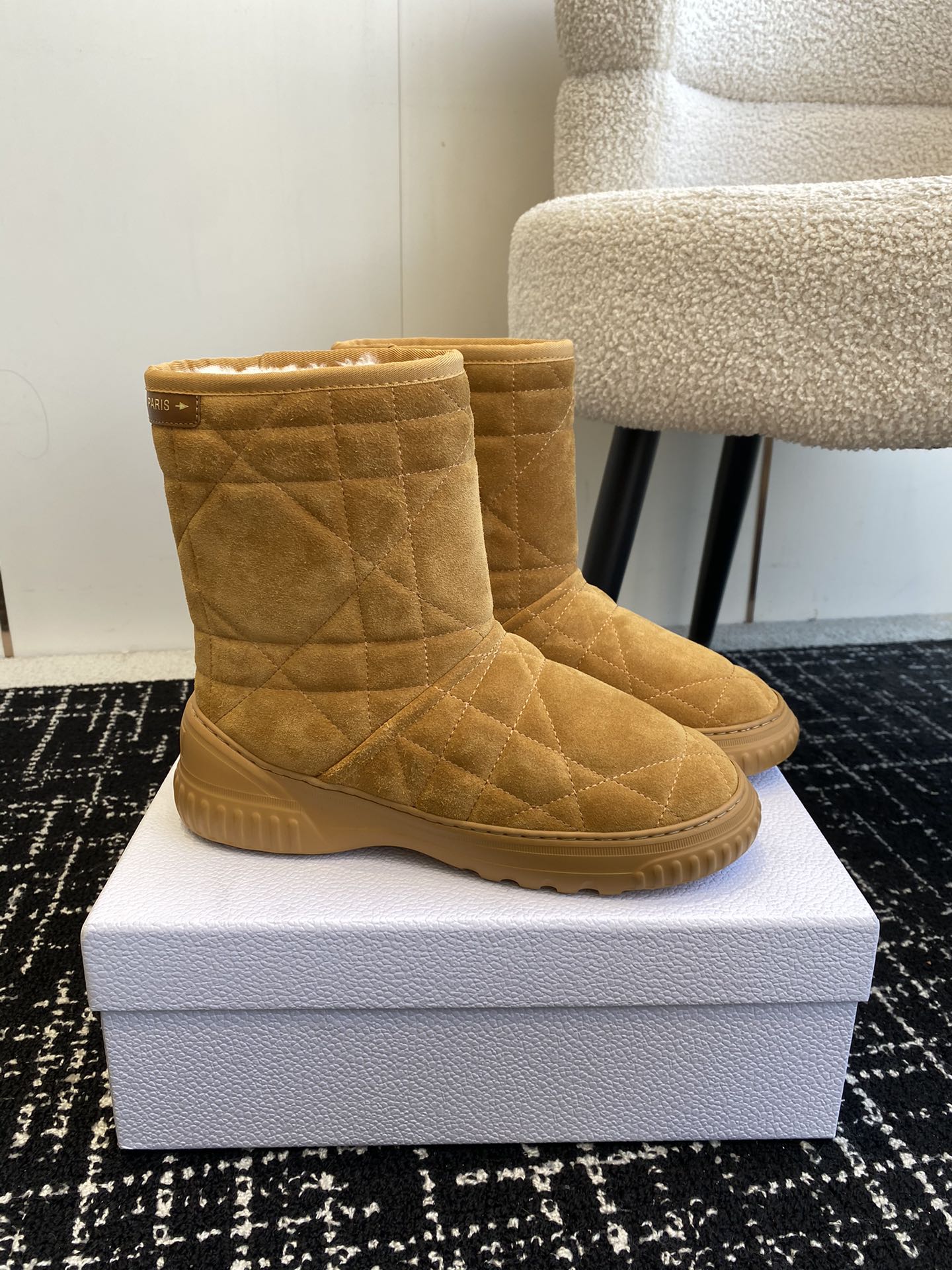 Снежные сапоги Dior 2024 с принтом - Кофейно-коричневый