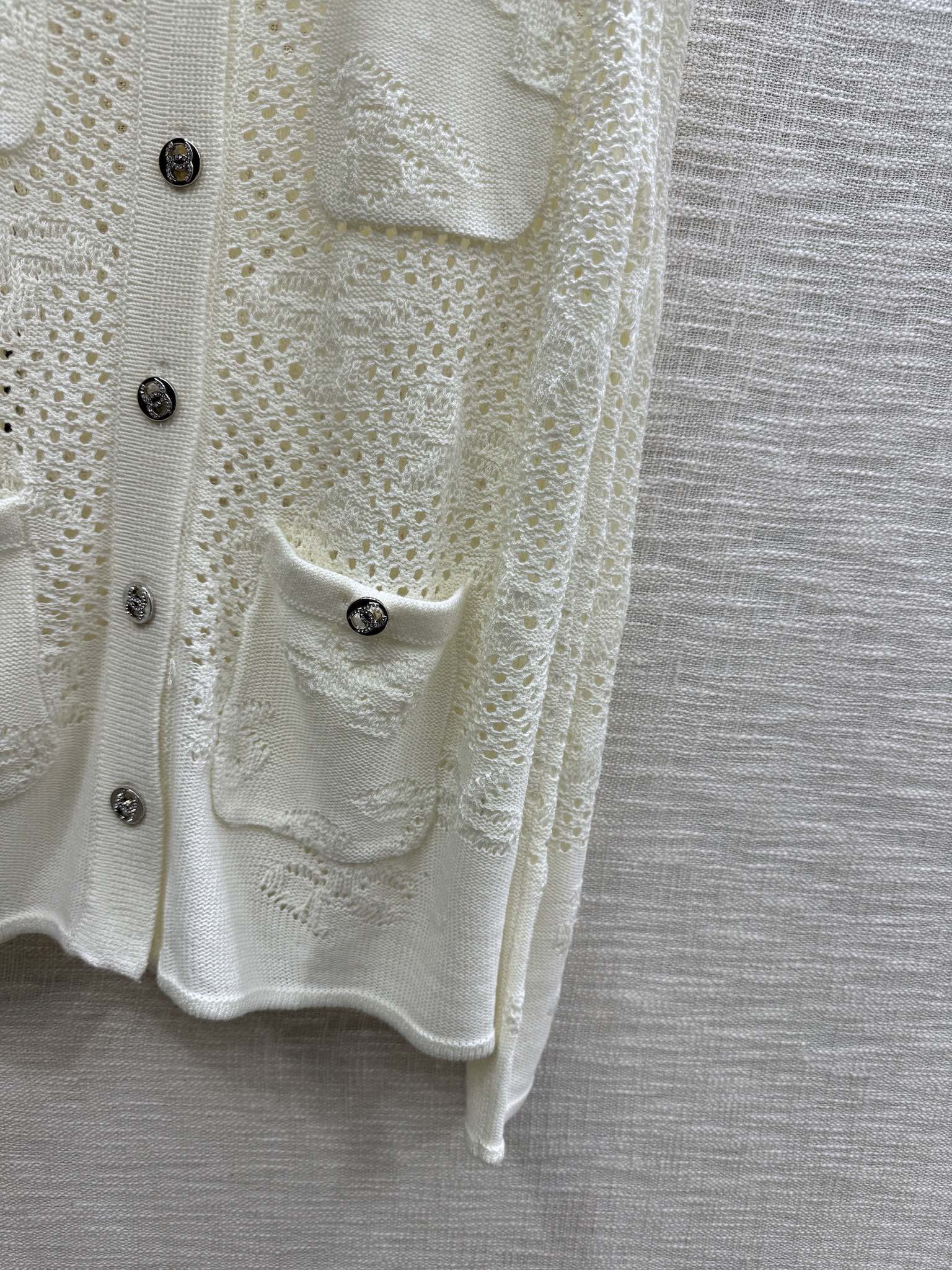 Chanel - 2403-24 Новейший элегантный вязаный комплект ранней весны с ажурным узором - Абрикосовый