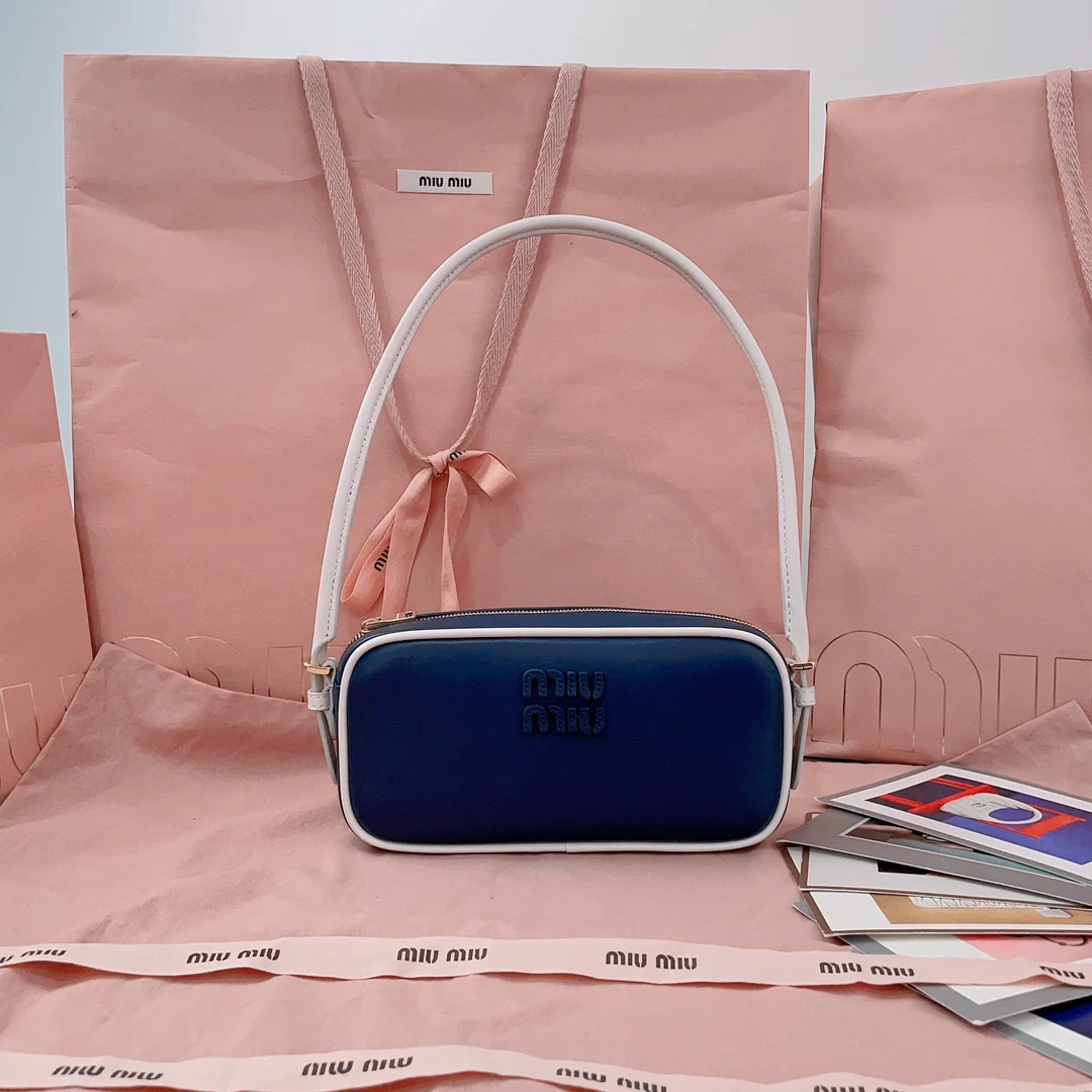 Сумка для маджонга Miu Miu-5ne024 из телячьей кожи, синяя.