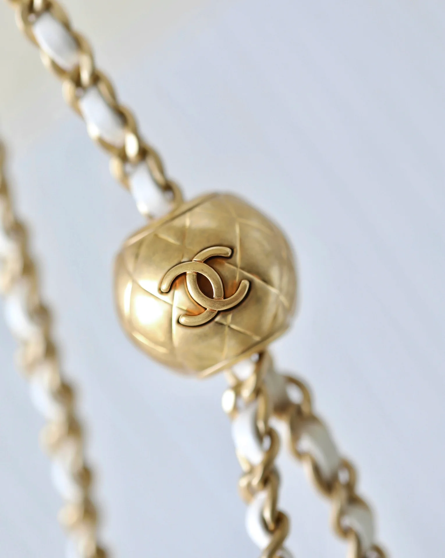 Chanel CF Gold Ball Square Fat Man - White