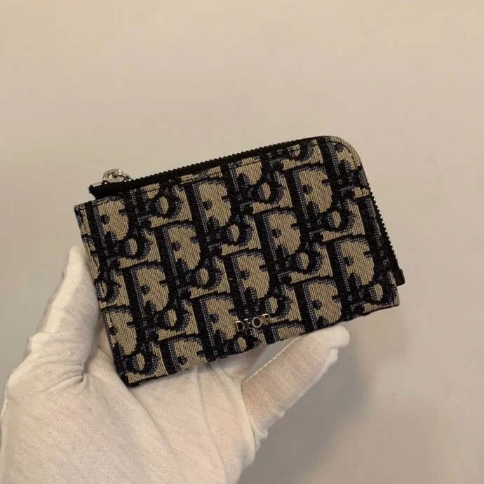 Dior 老花拉链零钱包-银Logo