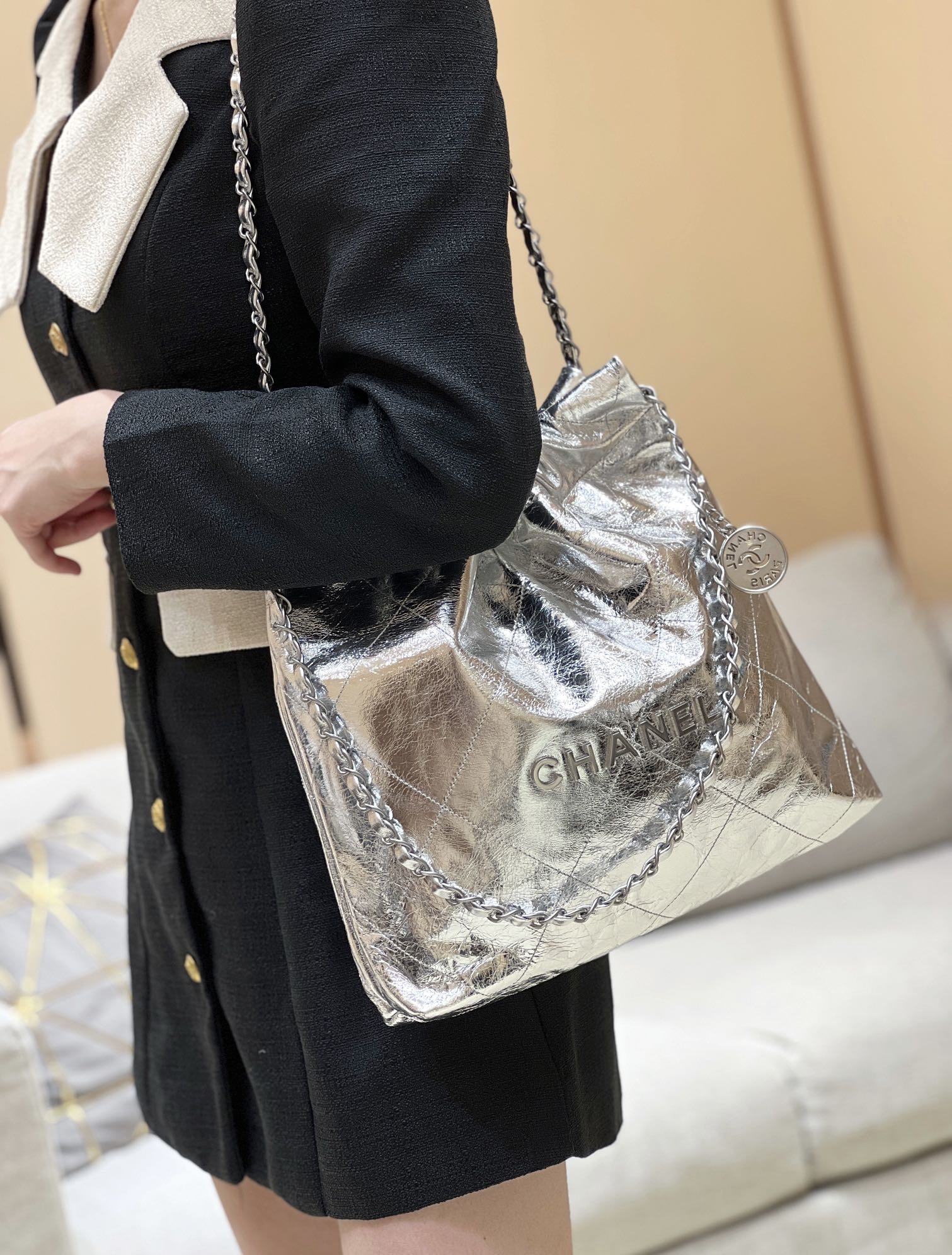 Сумка Chanel 25c 22 - Металлическая кожа - Серебристый