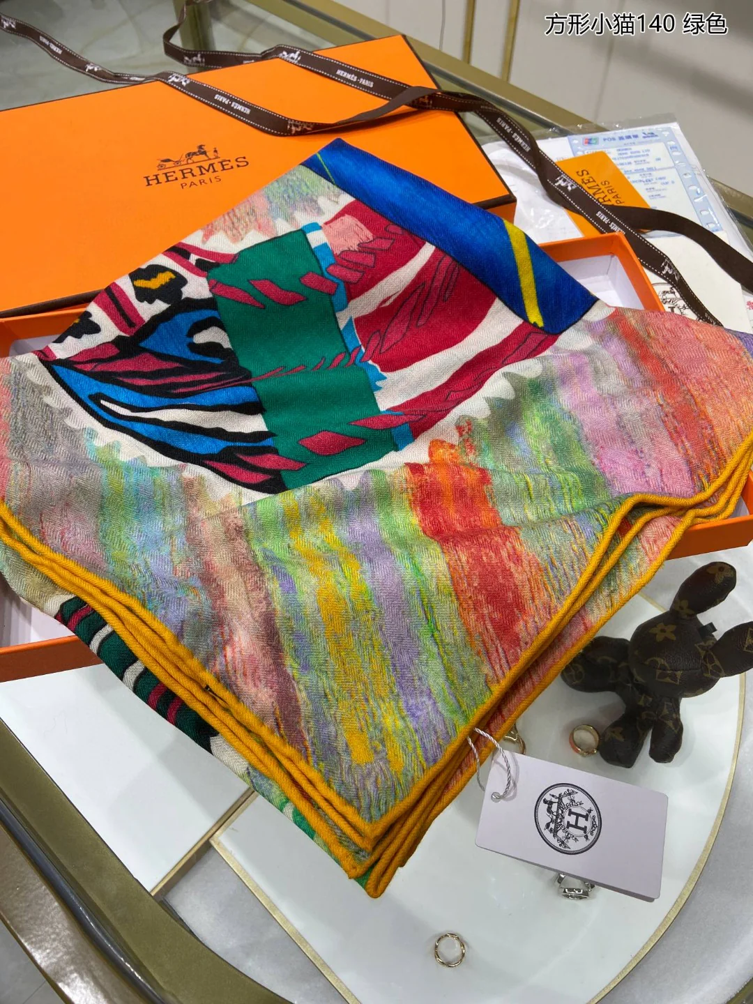 Шарф Hermes Square Kitten Scarf - 140 см - 70% кашемир - 30% шелк