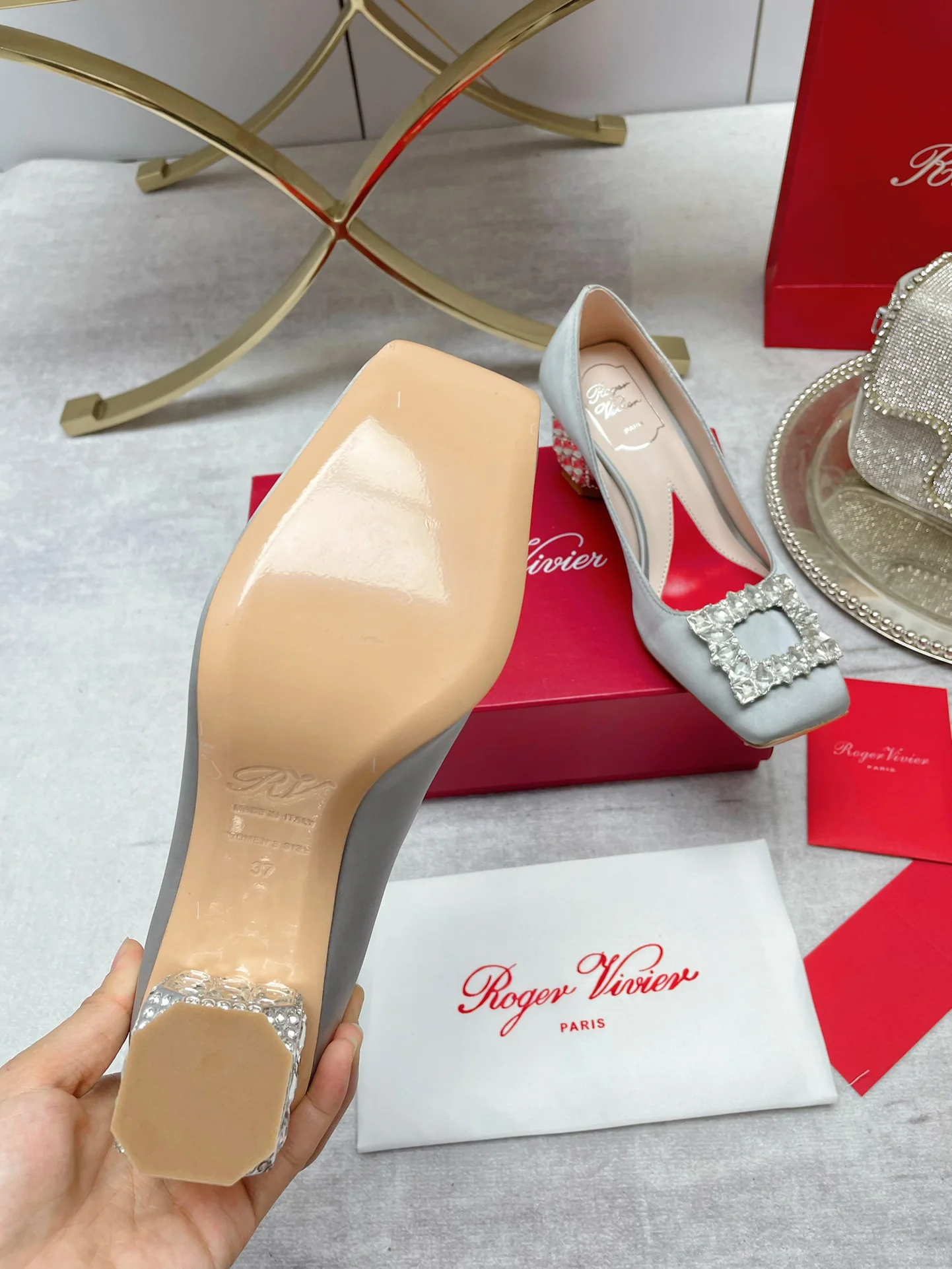 Обувь RV - Новинка сезона осень/зима 2022 - Туфли на низком каблуке - Серебристые