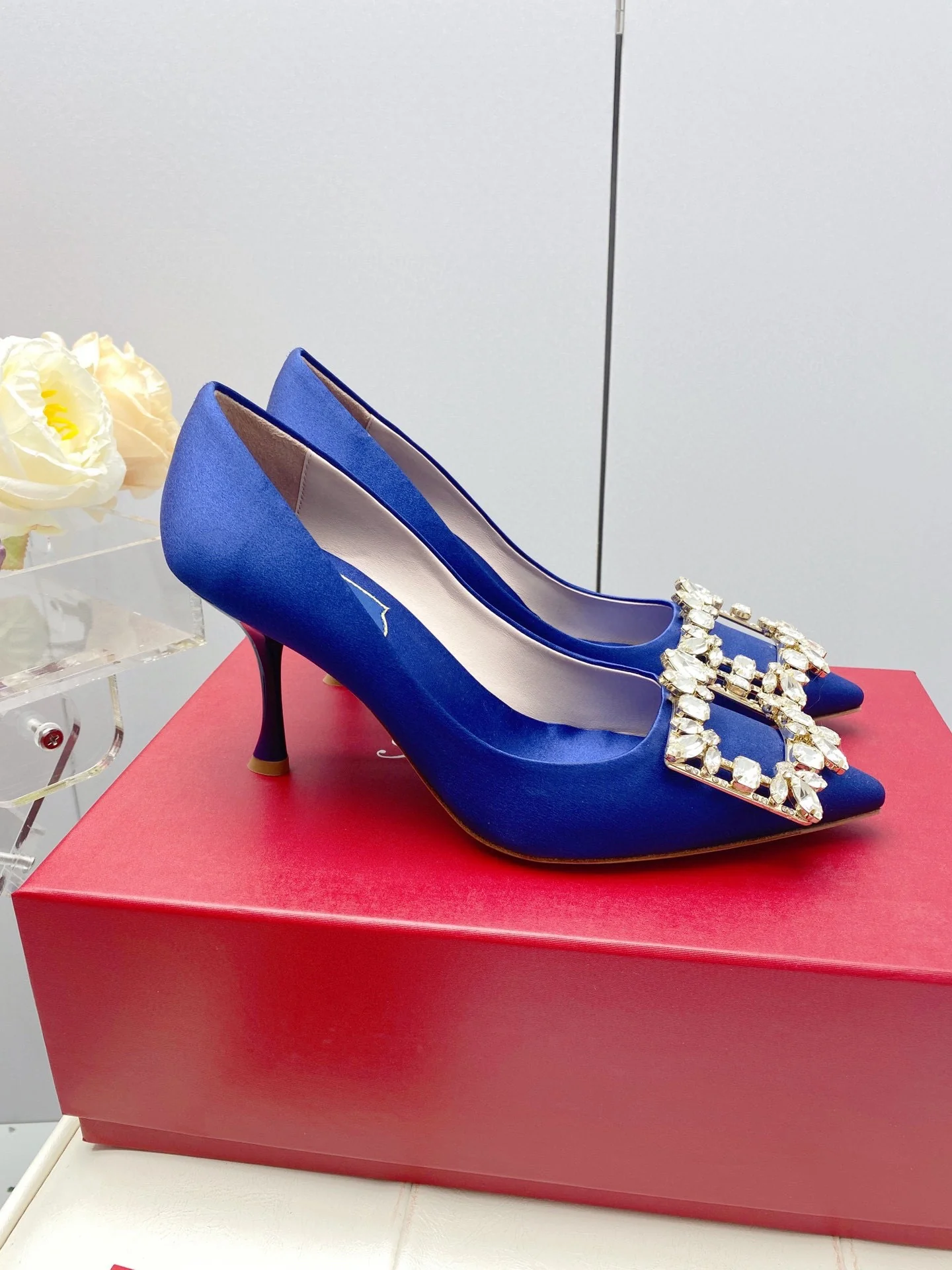 Обувь RV Shoes - Новинка ранней весны 2023 года - Туфли на высоком каблуке с пряжкой в ??виде снежинки - Синие