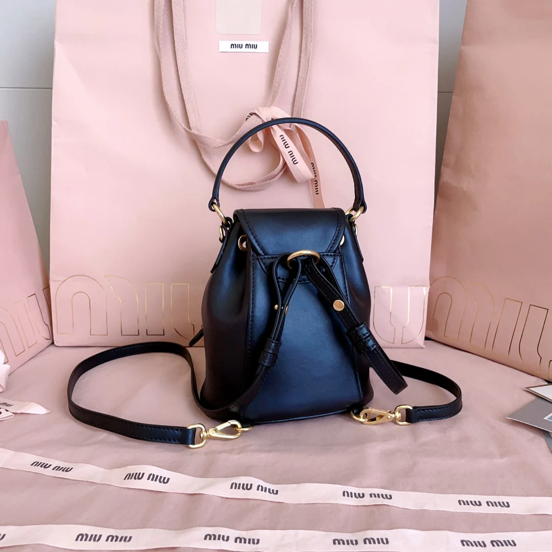 Рюкзак Miu Miu-5bz045 в стиле ?преппи?, мини, черный.