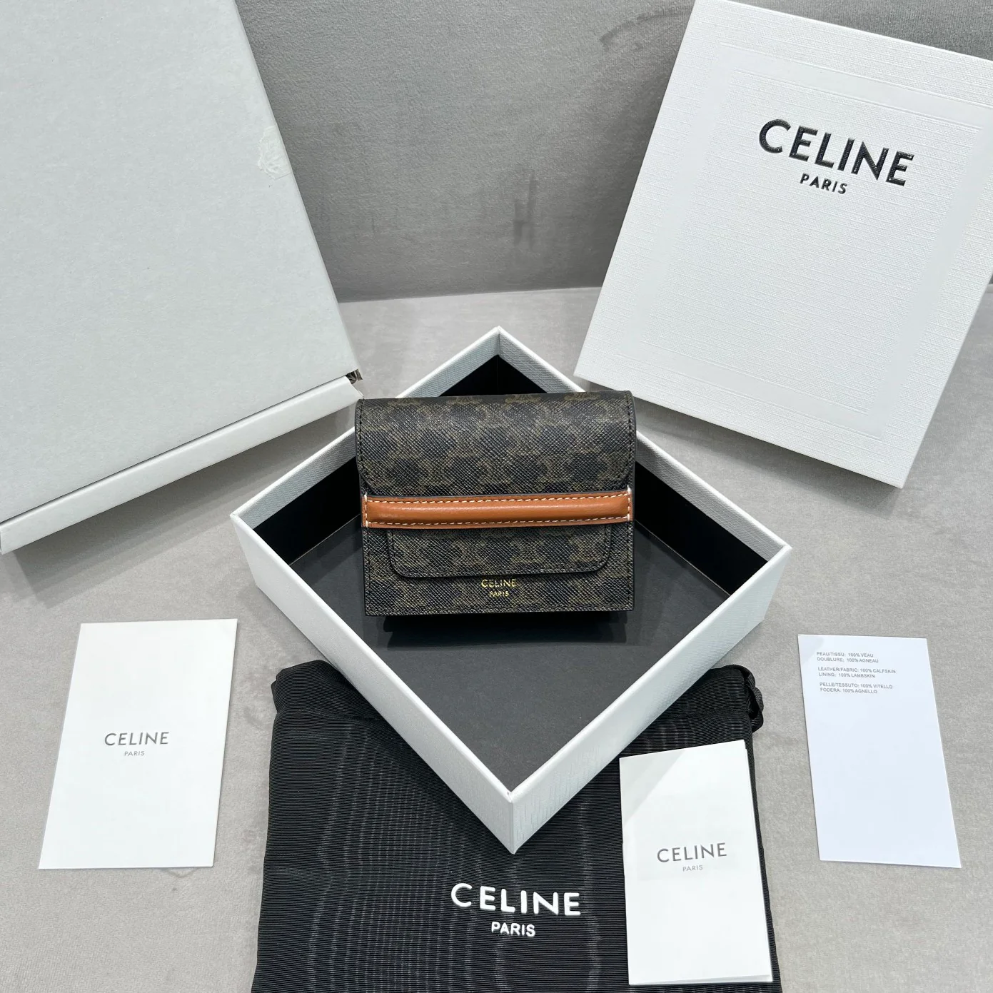 Celine-老花系列 翻盖钱包卡包