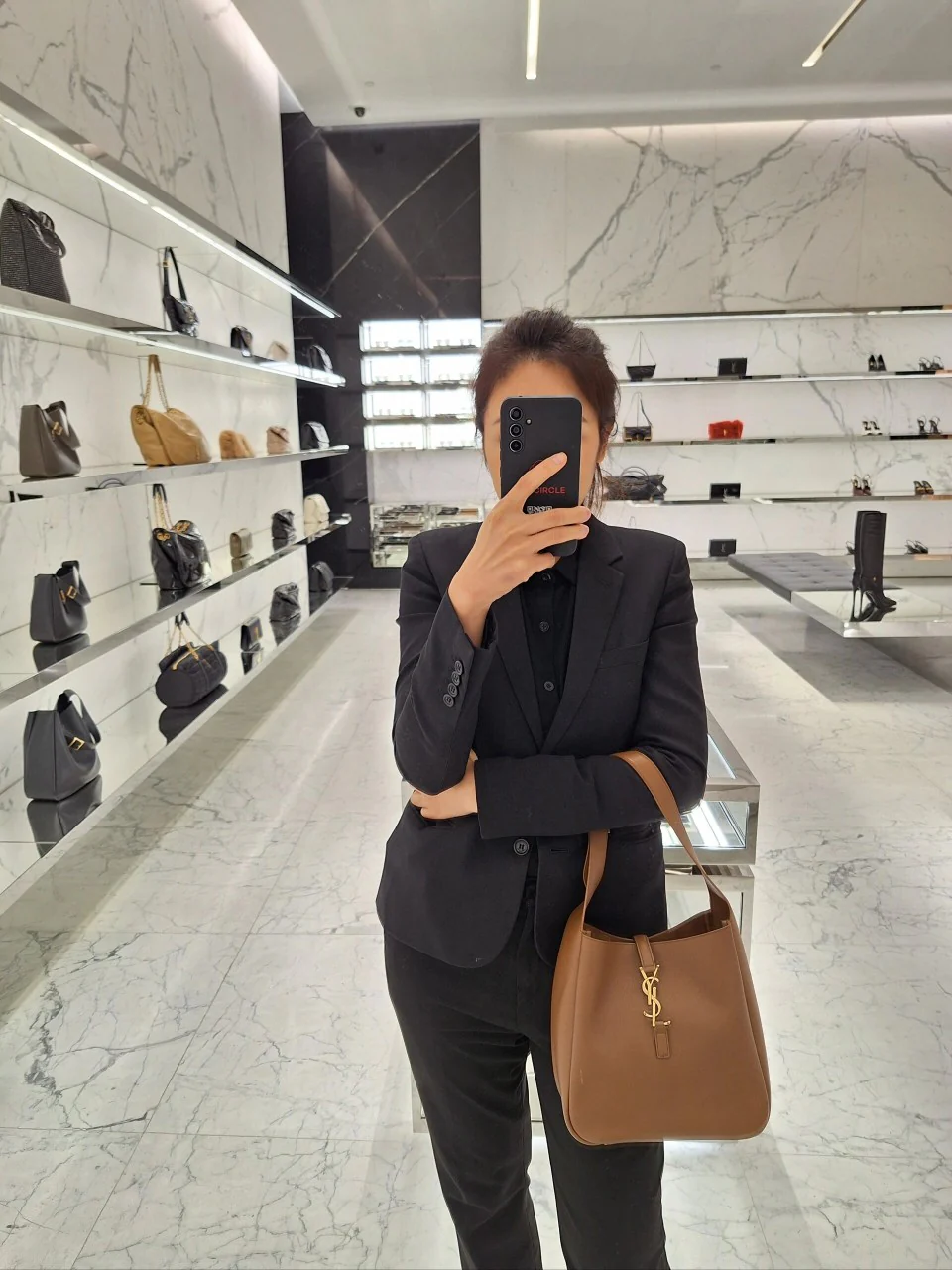 YSL-le-5a7-hobo-underarm bag-caramel brown