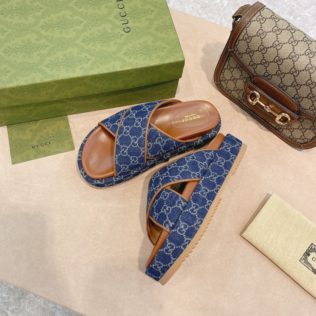 Gucci - Сандалии на платформе с перекрестными ремешками