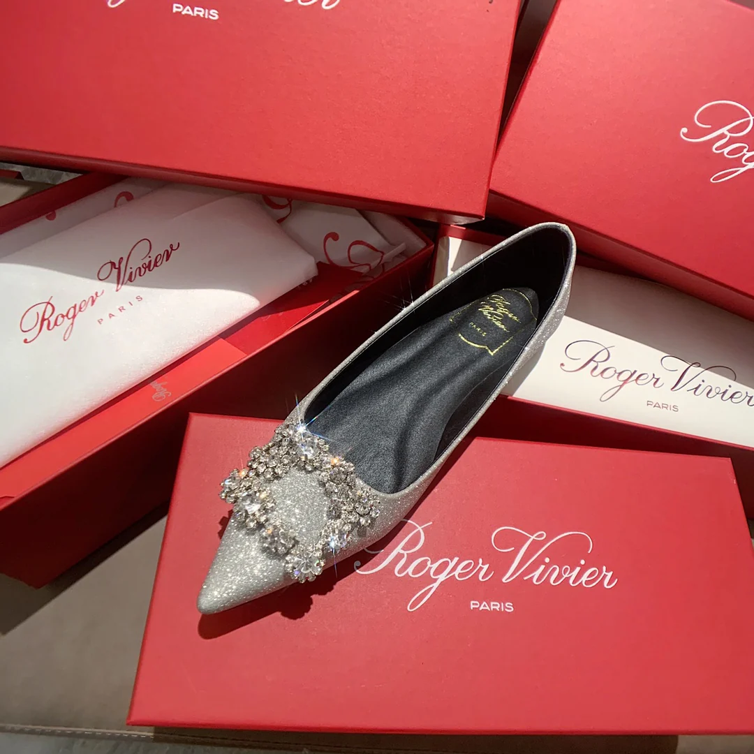 RV - Плоское дно - Шелк с пряжкой из страз - Серебристый