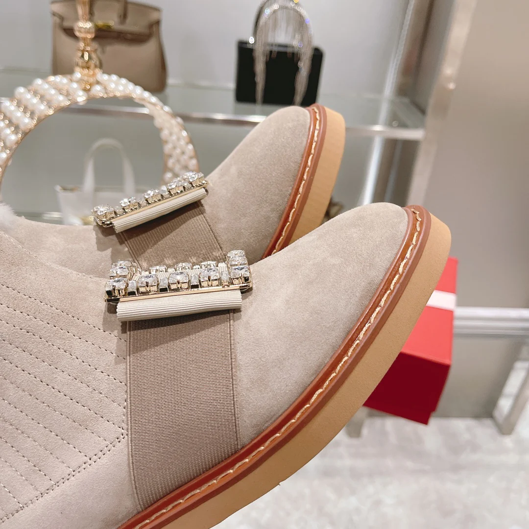 Новые шерстяные ботильоны RV осенне-зимней коллекции с пряжкой и стразами - 1 шт.