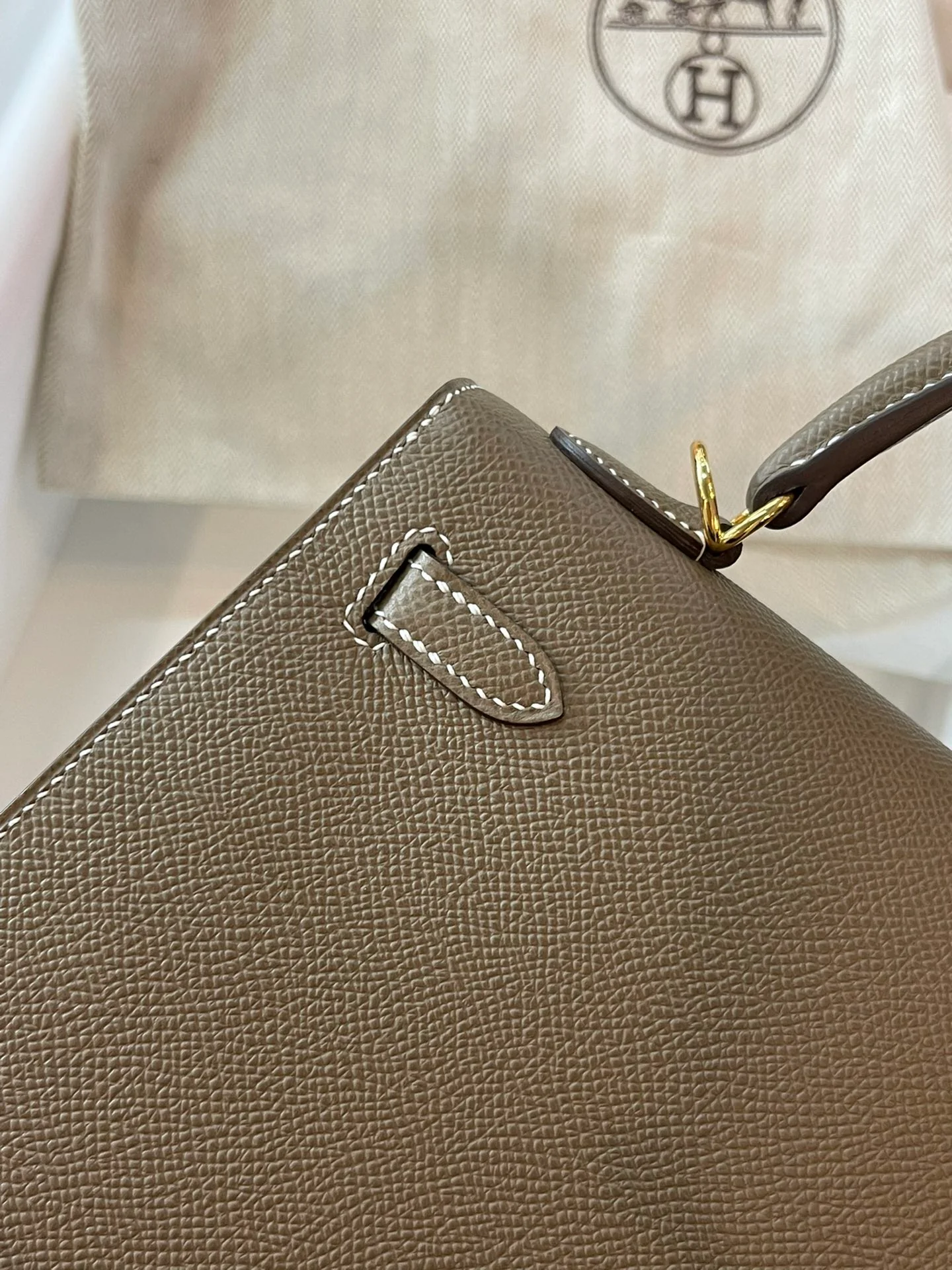Hermes Kelly 25 Epsom 18 Elephant Grey Gold Buckle
