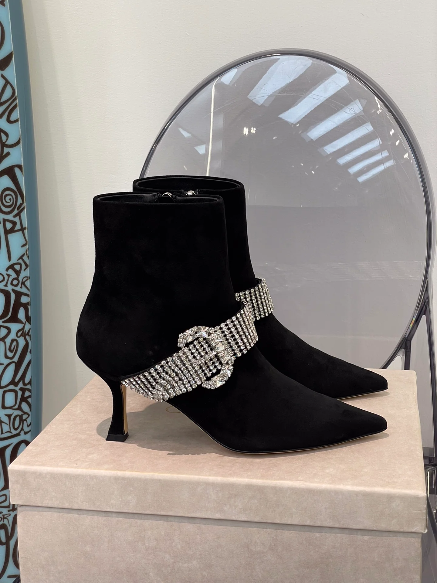 Ботильоны Jimmy на шпильке со стразами - 2 шт.