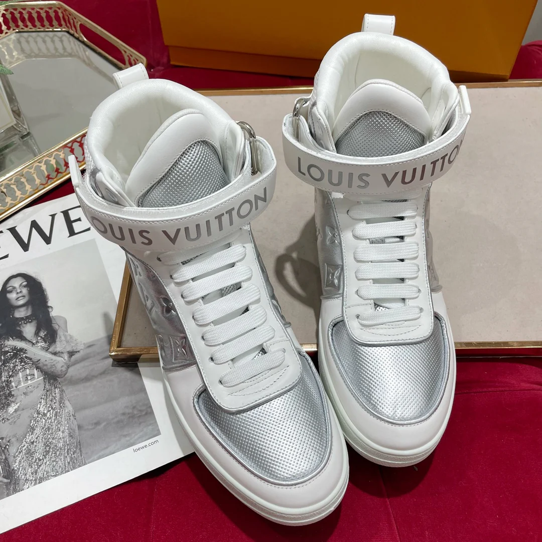 Обувь LV - кроссовки LV - высокие - повседневная обувь - серебристый