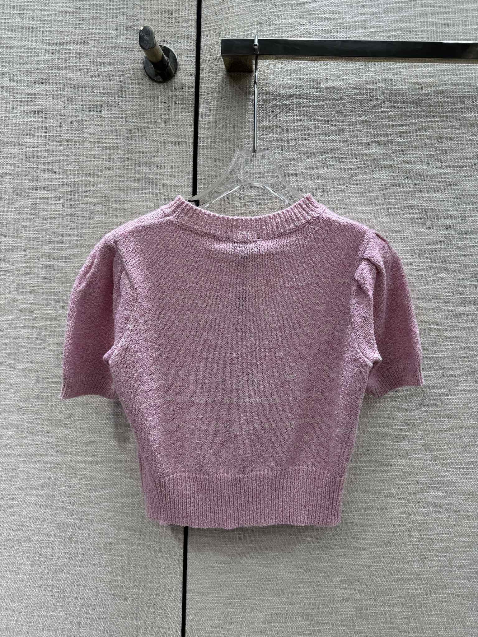 Футболка Chanel 2403 Double C Knit с коротким рукавом - розовая