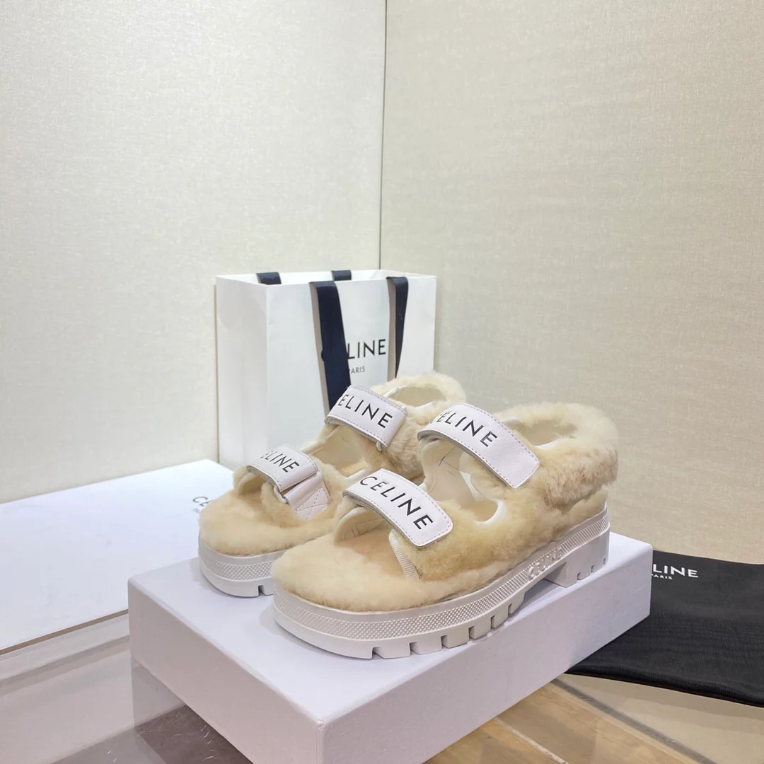 Celine - Классические меховые сандалии