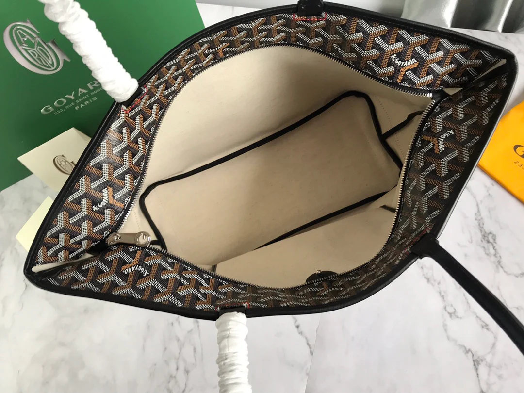 Большая сумка-тоут Goyard на молнии - темно-коричневая.