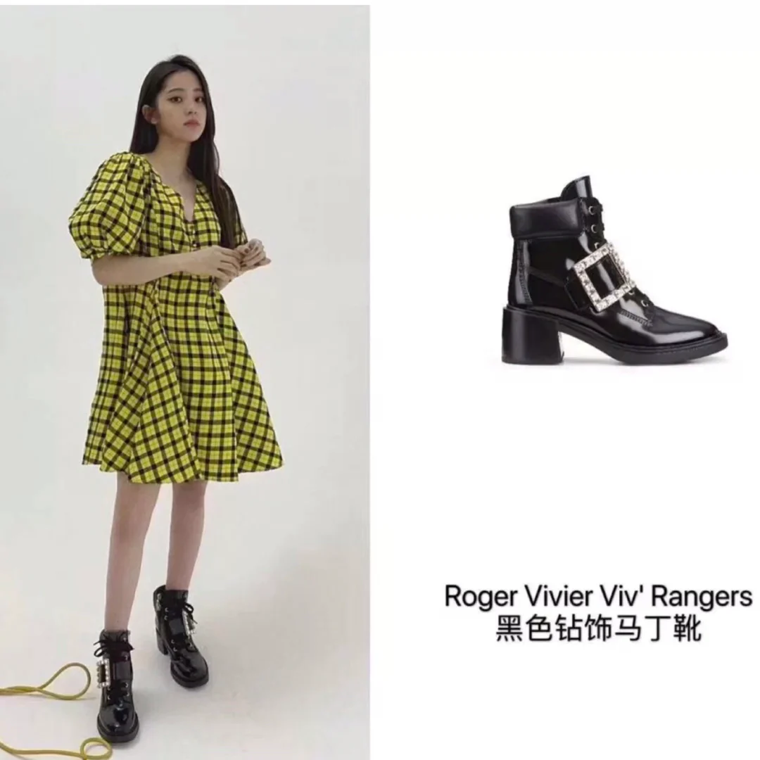 RV Shoes - 22ss - Ботильоны на массивном каблуке, украшенные стразами - Стиль Оуян Наны - 1