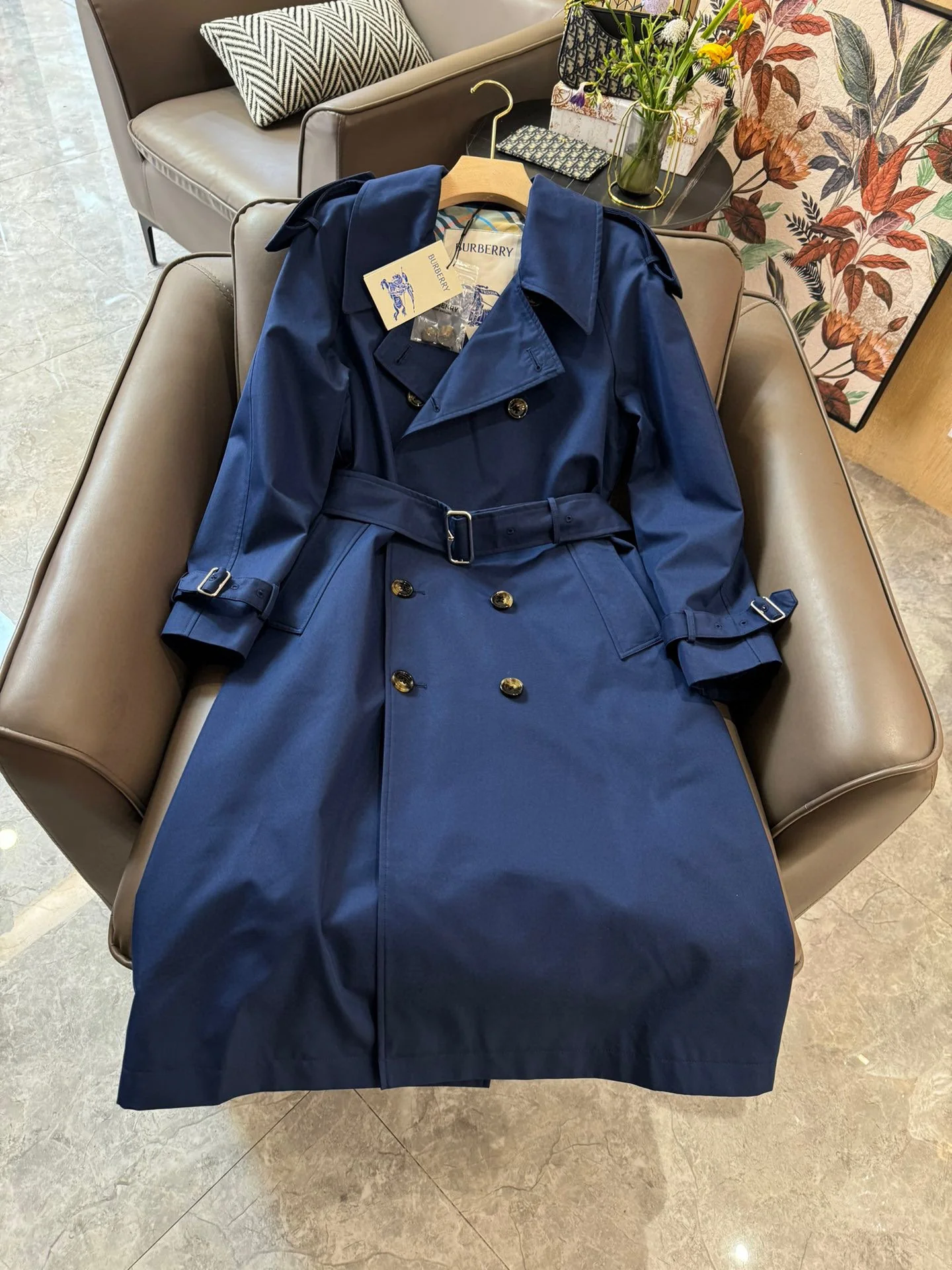 Новый тренч Burberry 2403-24ss - темно-синий