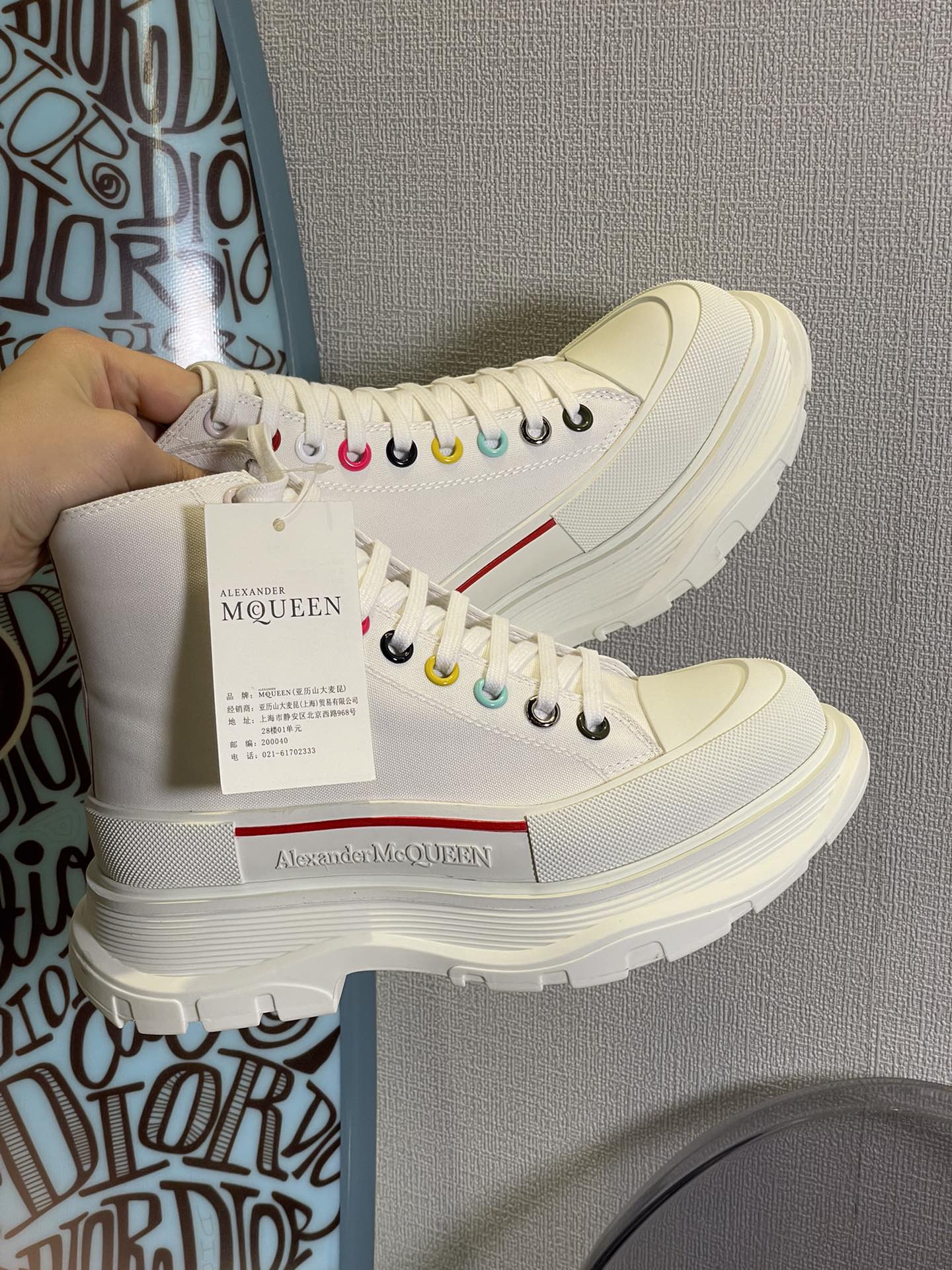 Высокие парусиновые туфли на платформе McQueen Rainbow