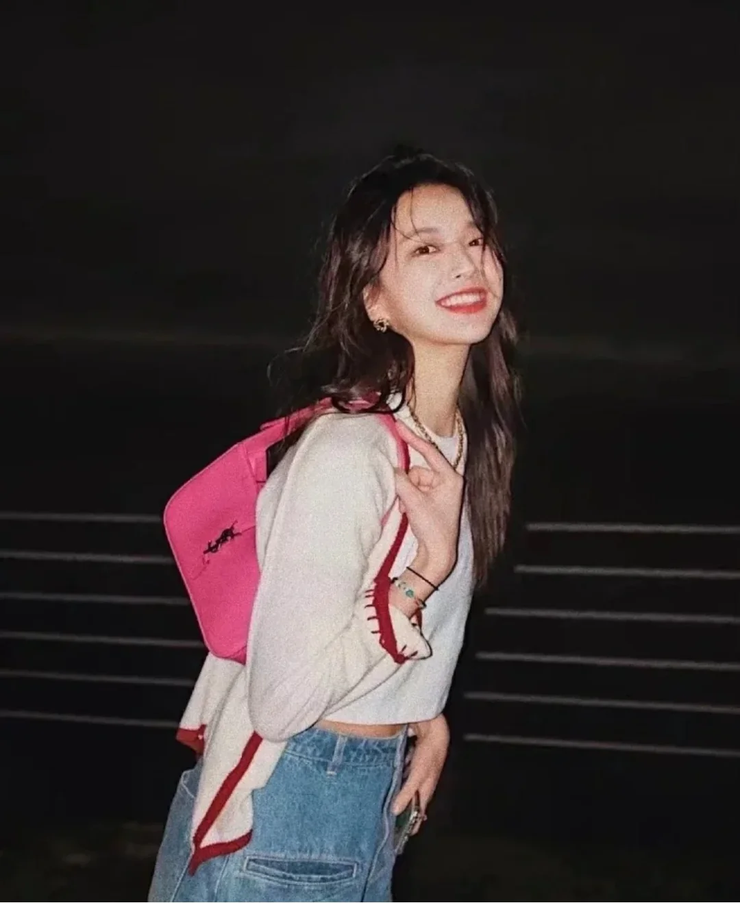 Кожаная сумка через плечо YSL Le 5 A 7 - розовая