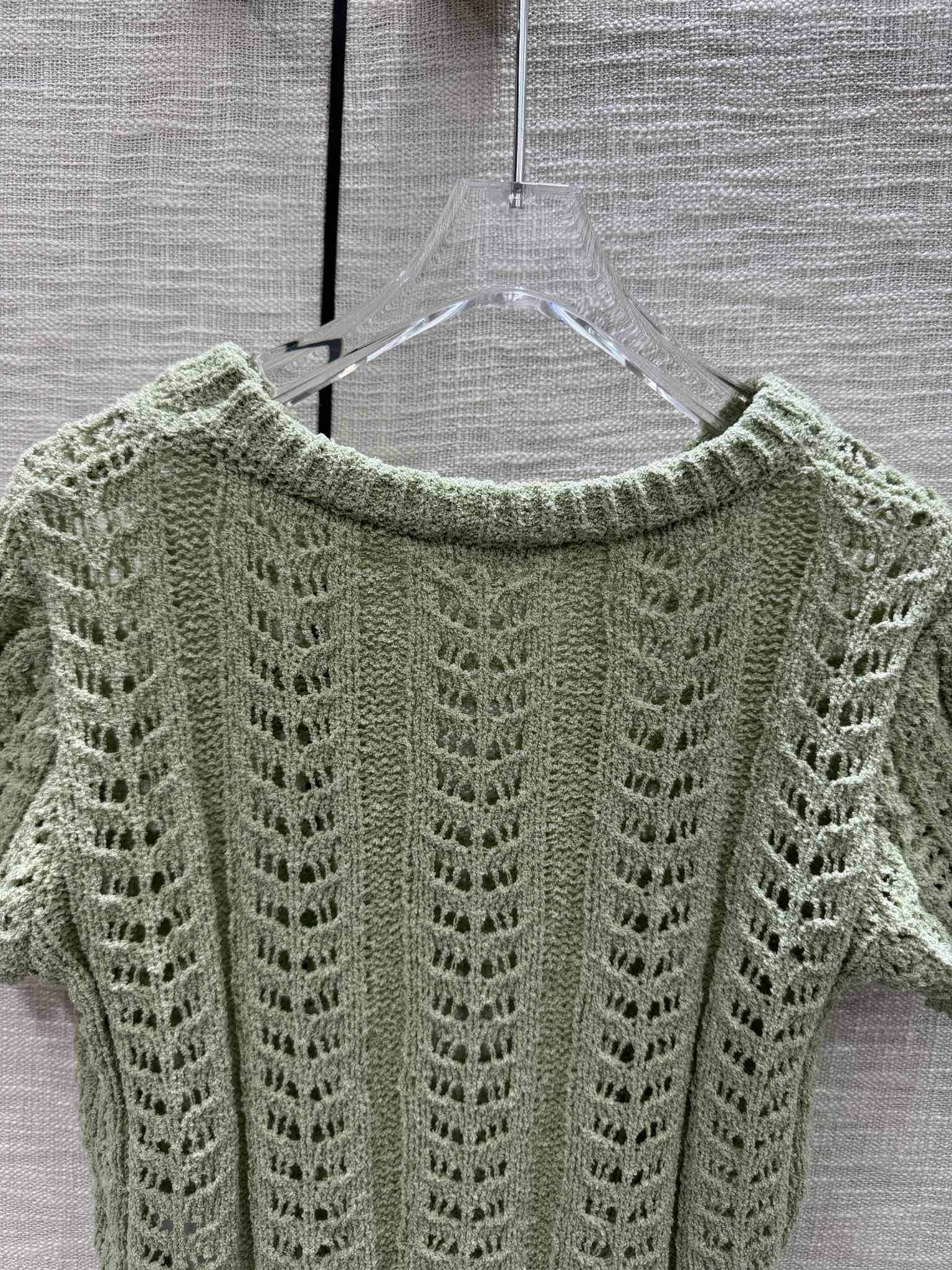 Miu Miu - 2404 - Ажурная вязка, короткие рукава - Зеленый