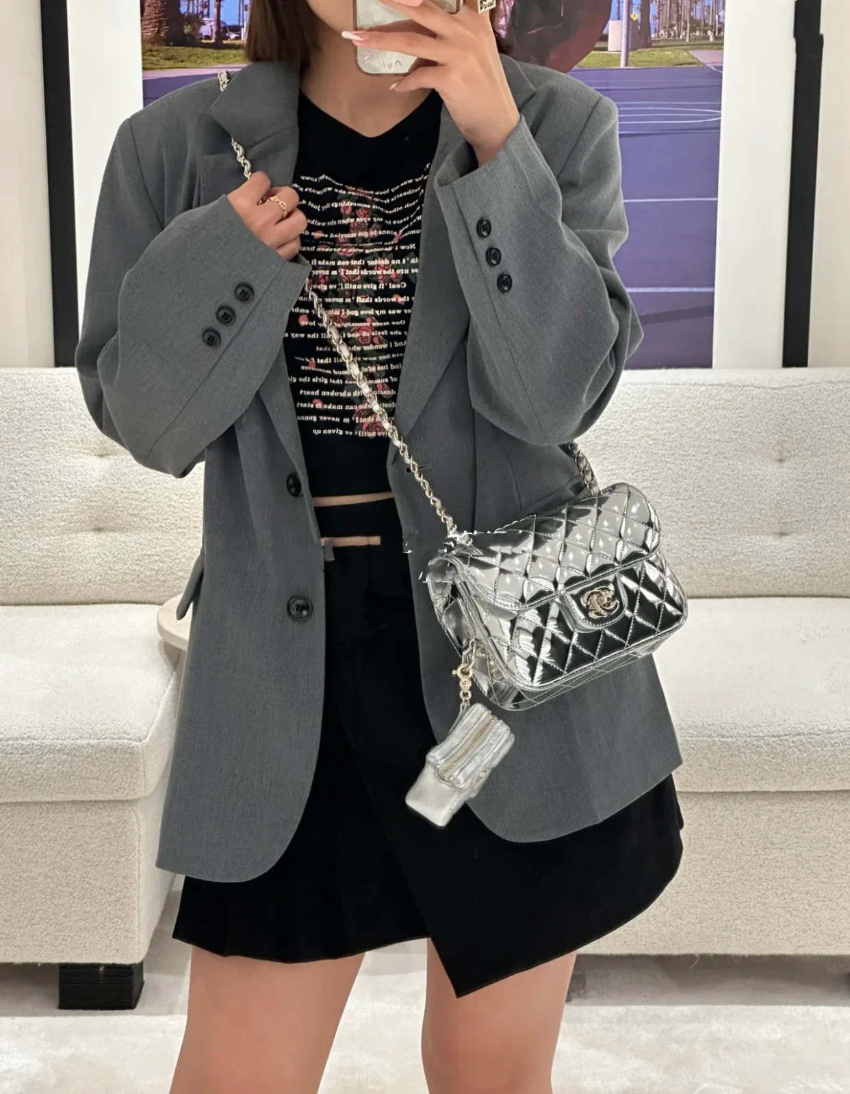 Весенняя коллекция Chanel - 24c - Сумка CF Star Flap Bag - Серебристый