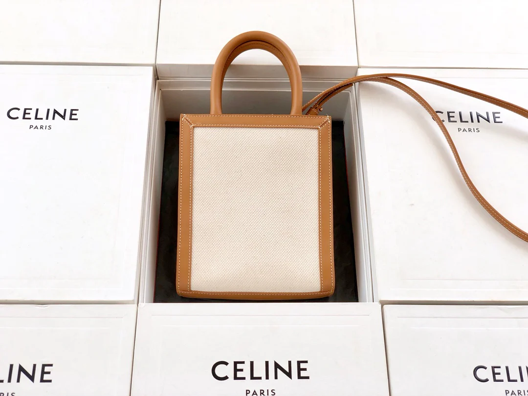 Миниатюрная вертикальная сумка Celine Cabas из кожи с принтом