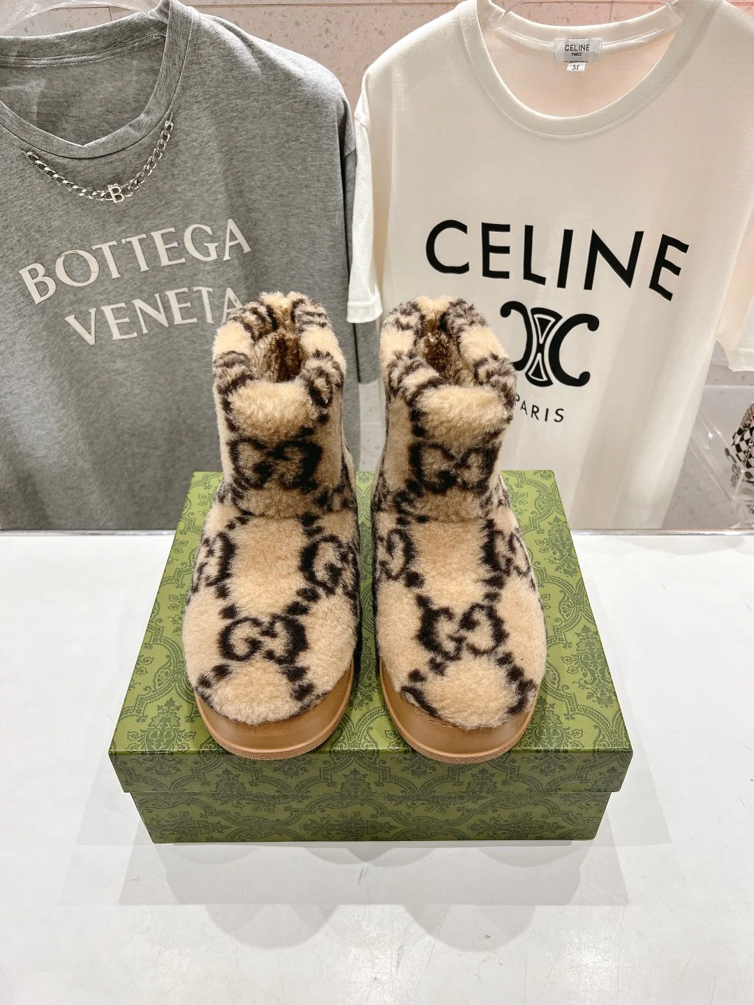 Шерстяные зимние сапоги Gucci 2024 - Кофейно-коричневый - 1