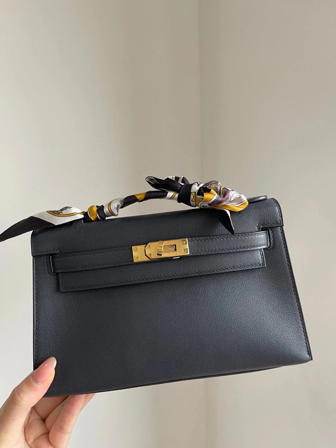 Hermes Mini Kelly 1st Generation Swift Midnight Blue with Gold Buckle