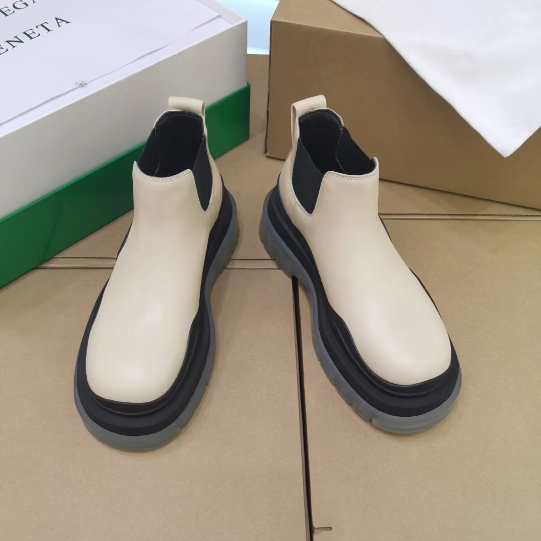 BV - Прозрачная подошва - Платформа - Белые ботинки - Высокие ботинки