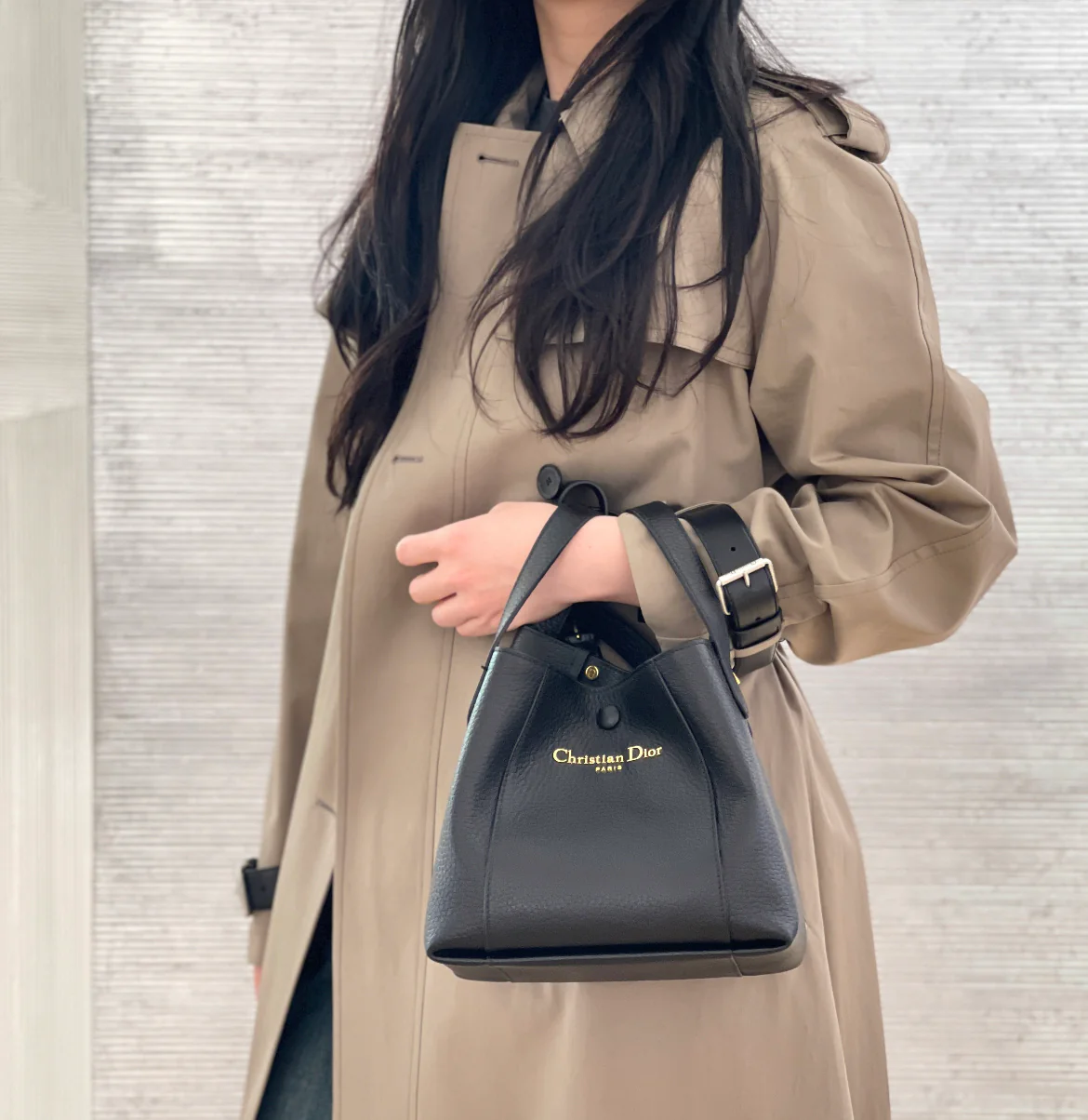 Фирменная сумка-ведро Dior, маленькая, черная.