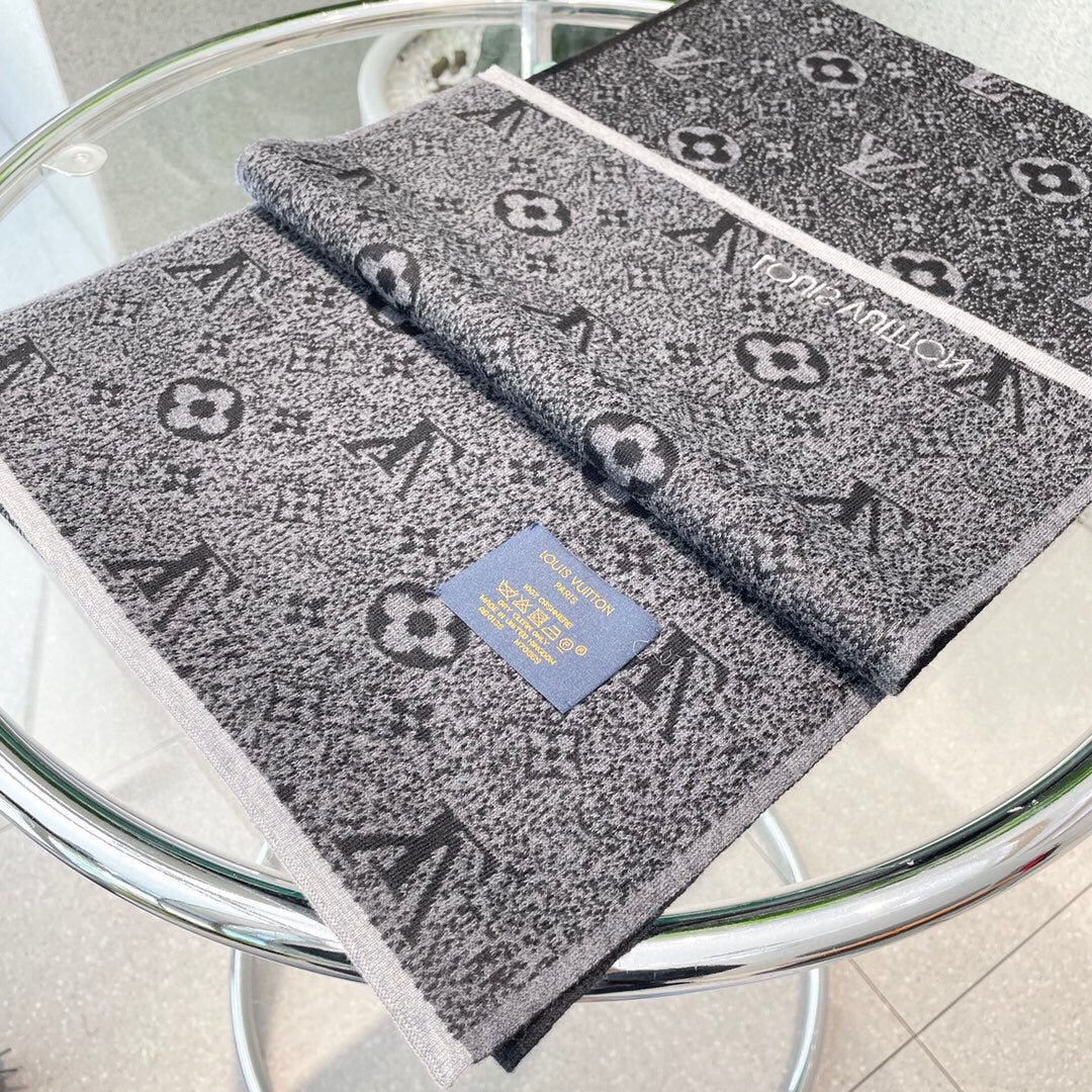 LV - Высокий кашемировый шарф - 180 см - 32 см - 100% - Импортный вязаный кашемир