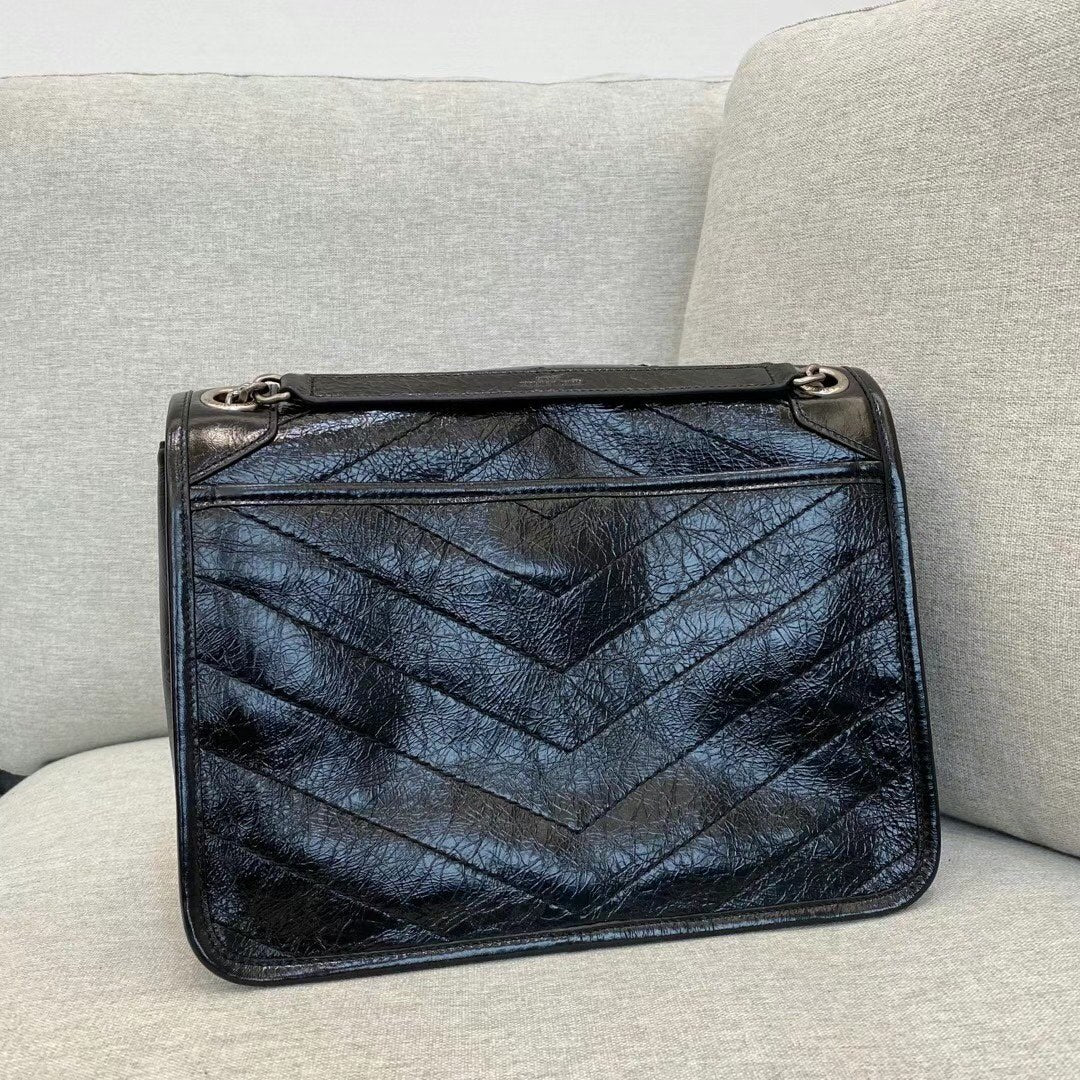 Сумка-хобо YSL Niki - черная - 28 см