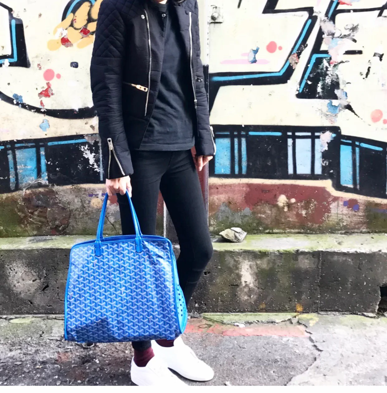 Маленькая складная холщовая сумка Goyard - синяя