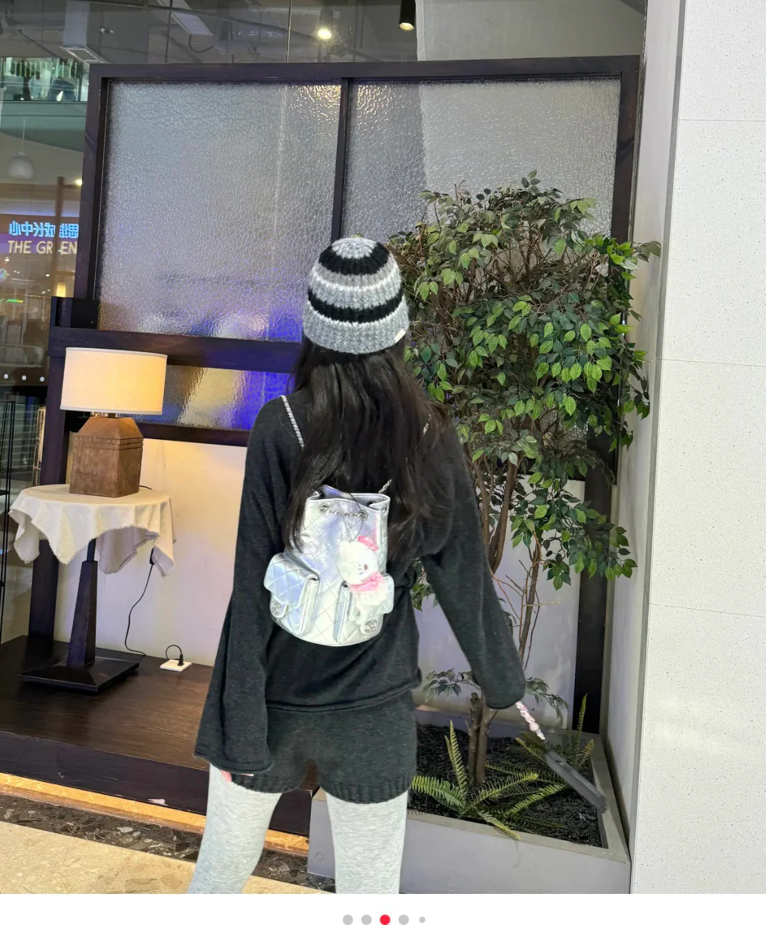 Рюкзак Chanel 25c на завязках - серебристый