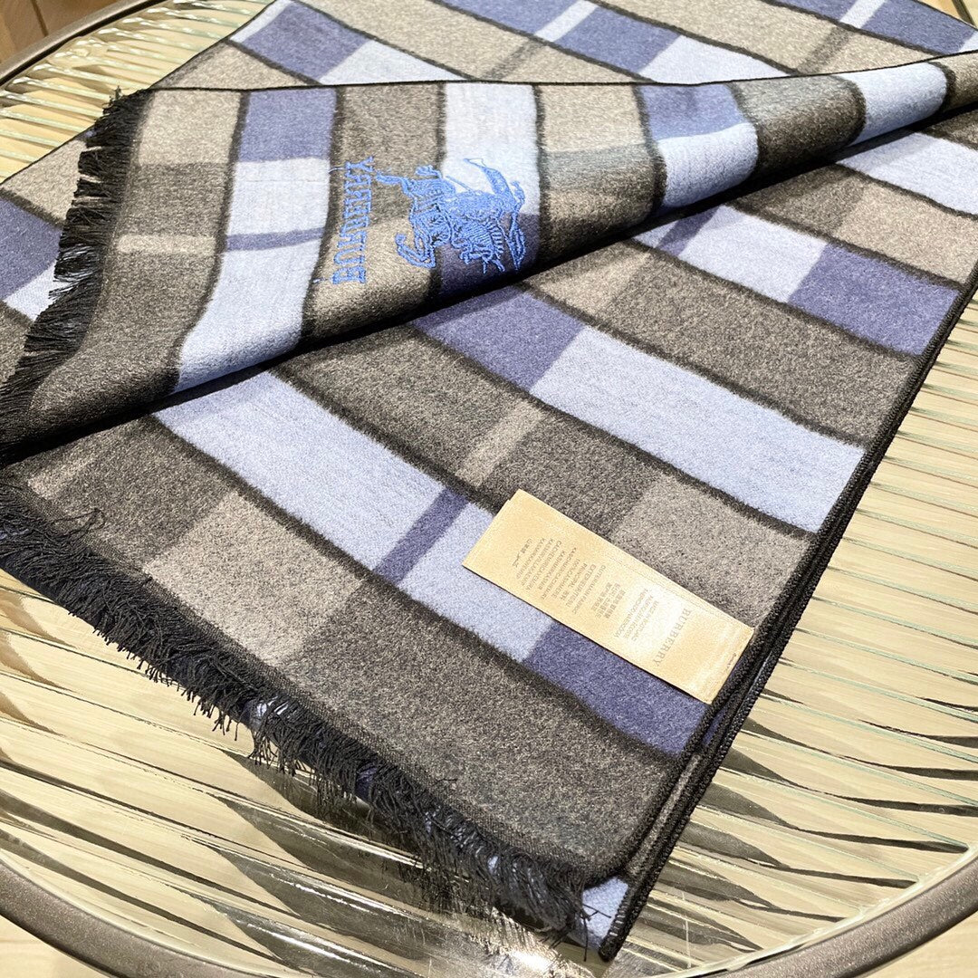 Классический полосатый тканый шарф Burberry - 32 (180 см) - 100% кашемир - 2 шт.