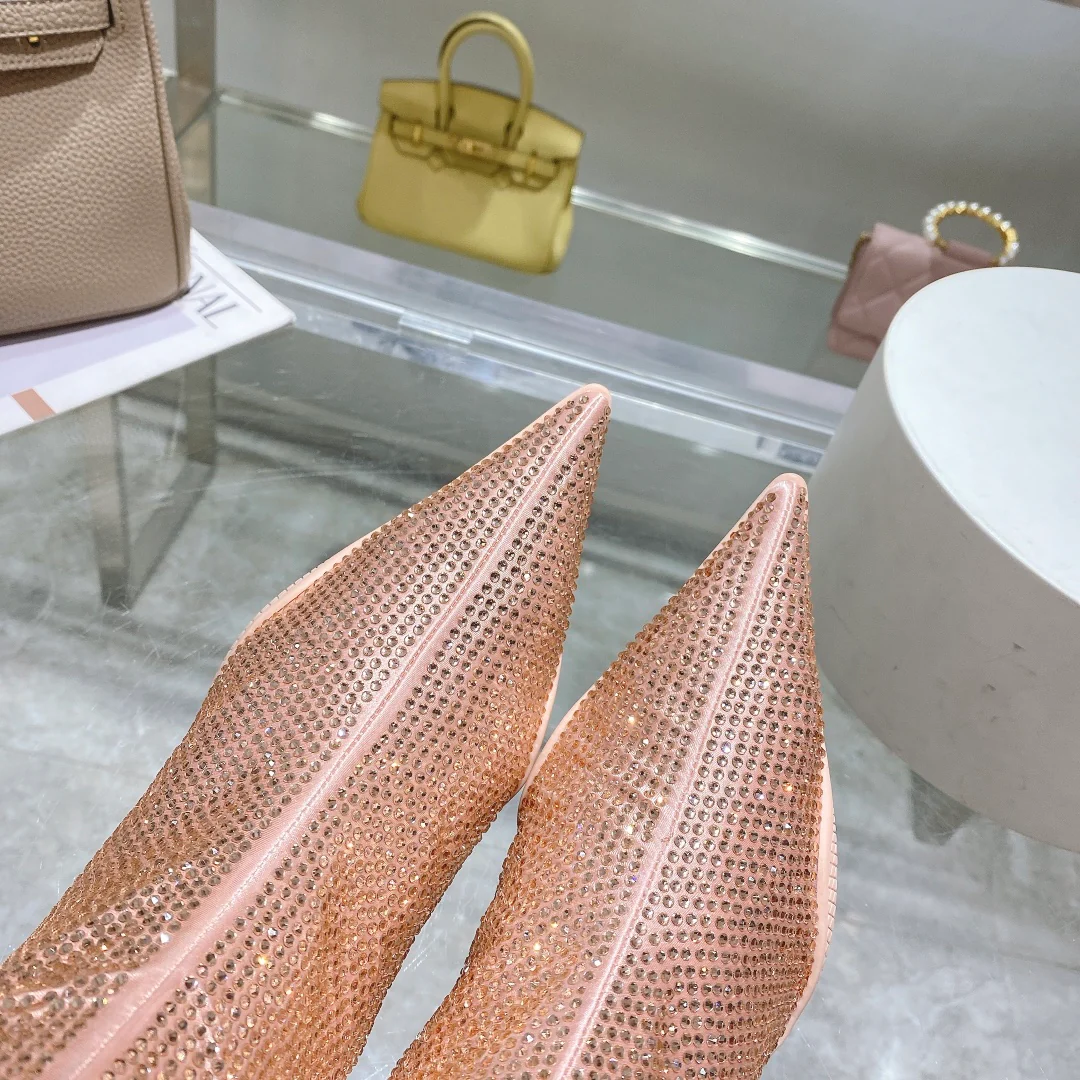 Ботильоны Prada с острым носком - розовые