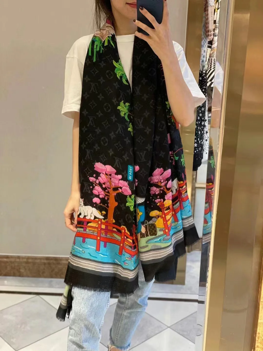 Шарф LV Panda - 100-200 см - Кашемир высшего качества (100%)