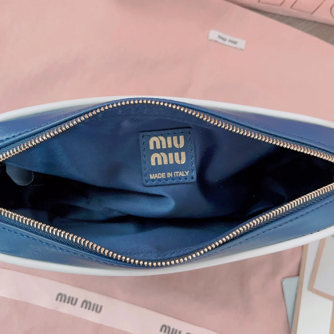 Сумка для маджонга Miu Miu-5ne024 из телячьей кожи, синяя.