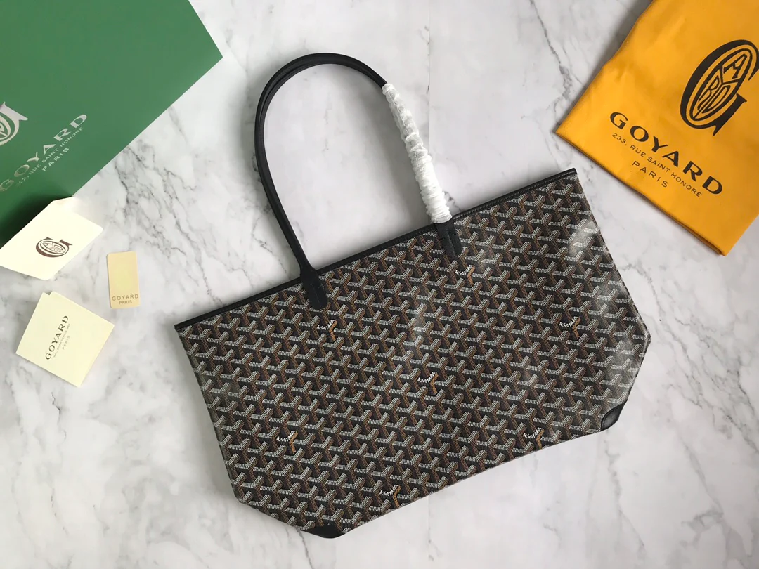 Большая сумка-тоут Goyard на молнии - темно-коричневая.
